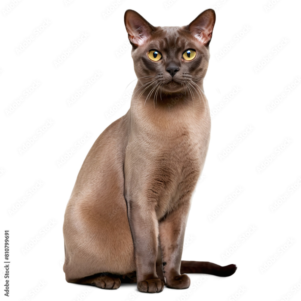 European Burmese Cat isolated on a transparent background European Burmese Cat isolated on a transparent background