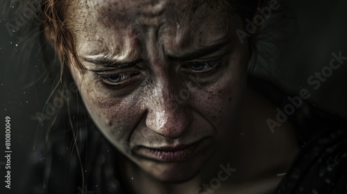 Psychological Impact: Illustrate the emotional toll of war on individuals, with haunted expressions and weary faces reflecting the trauma and grief experienced by survivors.