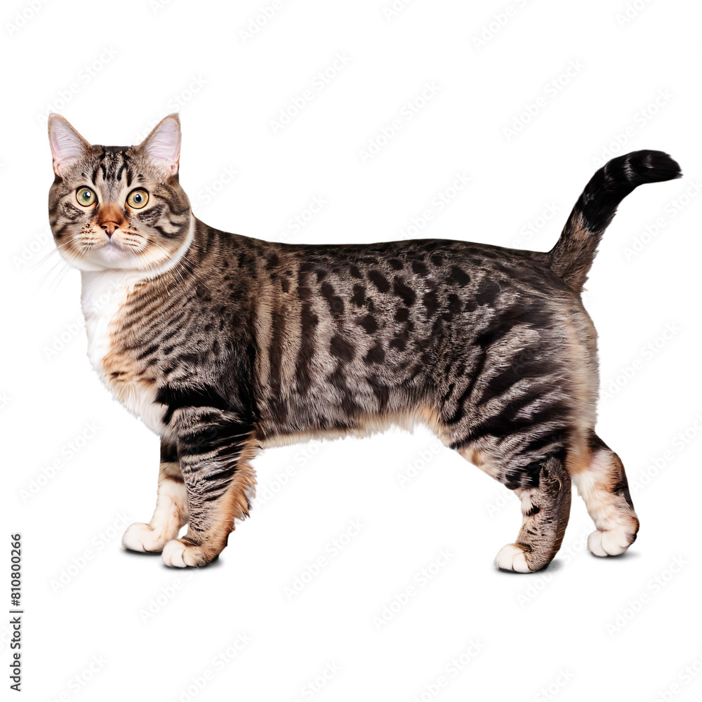 American Bobtail Cat isolated on a transparent background