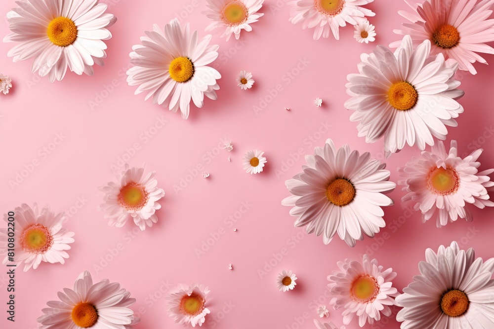AI generated illustration of white daisies on a pink backdrop AI generated illustration of white daisies on a pink backdrop