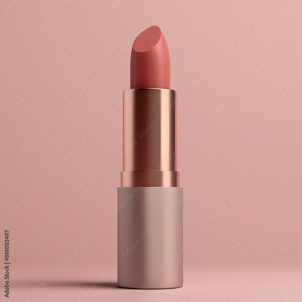 Single natural shade lipstick mock up isolated on pastel background Single natural shade lipstick mock up isolated on pastel background