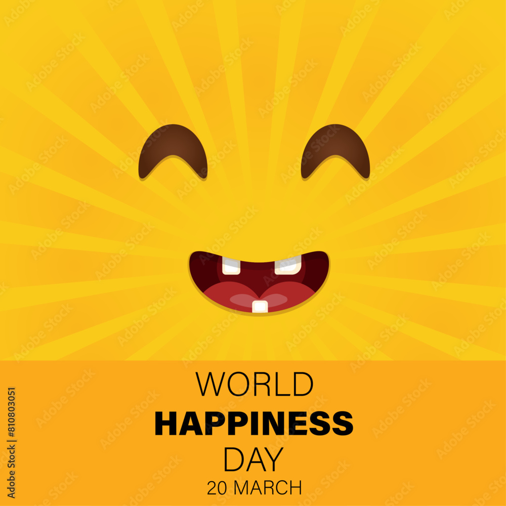 Vector illustration of world happiness day with funny face impressions, square poster template design. Vector illustration of world happiness day with funny face impressions, square poster template design.