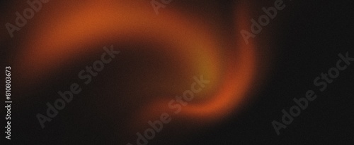 Orange glowing color gradient on black grainy background, noise texture effect, large banner copy space,Orange black colors gradient background, grainy texture effect, web banner design.