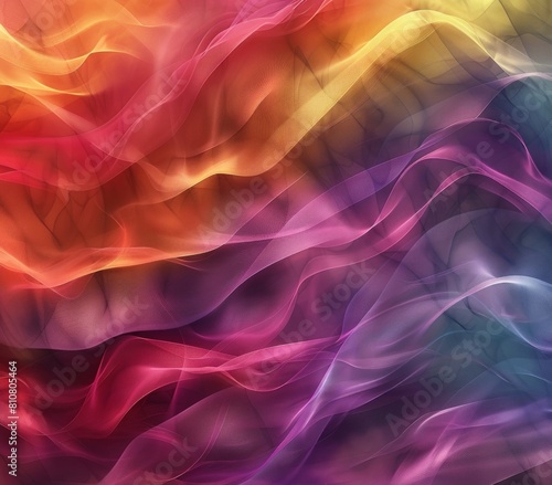 Vivid colors of silk textures intertwined in a wavy abstract background, creating a sense of dynamism and creativity