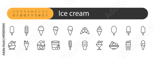 set of ice cream icons, popsicle, summer, gelato