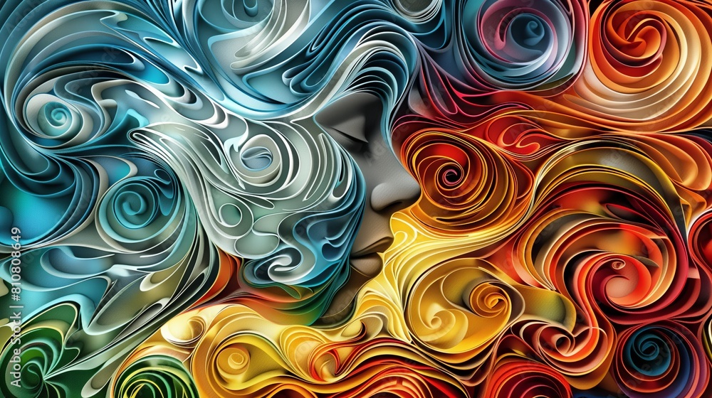 Image of a woman's face , paper quilling art style. Image of a woman's face , paper quilling art style.