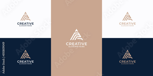 Letter ma triangle logo design vector illustration template