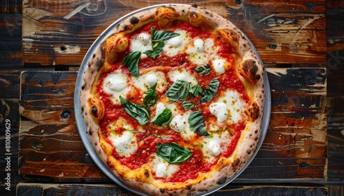 pizza margherita napoletana appena sfornata con mozzarella filante e basilico fresco