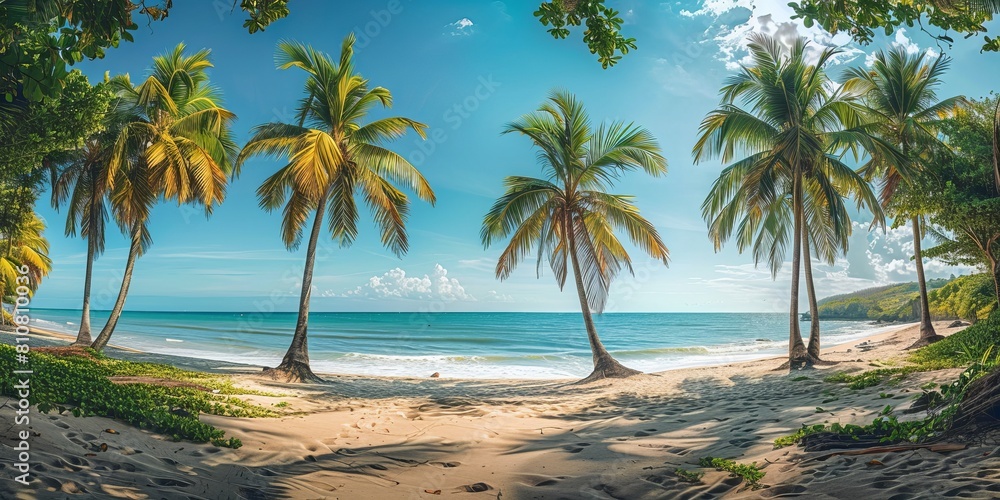 Serene Praia Emilia beach with lush palm trees