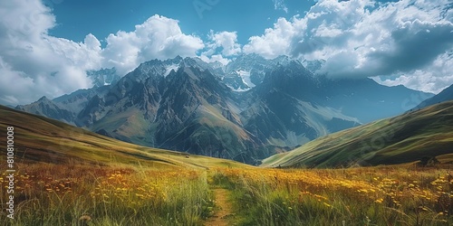 View of wild Kazbegi mountain range © Sanych