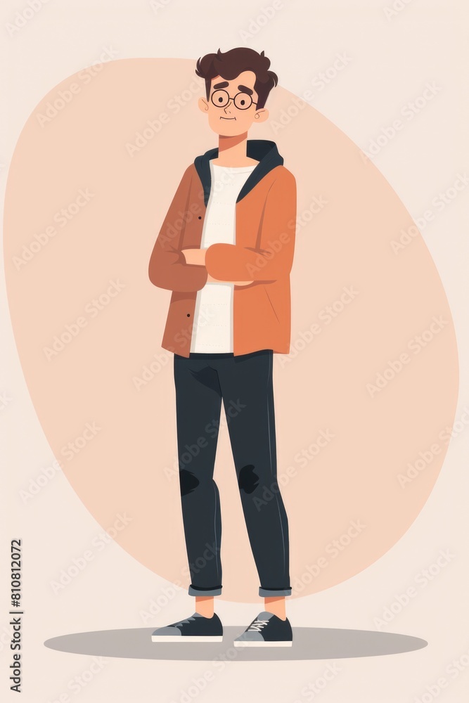 Illustration of a Casual Young Man Standing Illustration of a Casual Young Man Standing