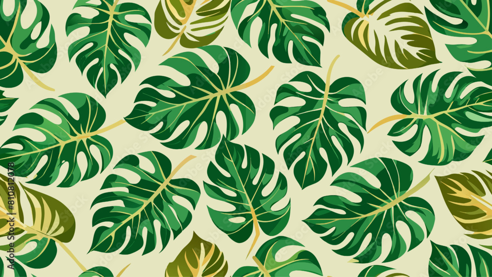 Seamless pattern with tropical monstera leaves. Vector illustration. Seamless pattern with tropical monstera leaves. Vector illustration.