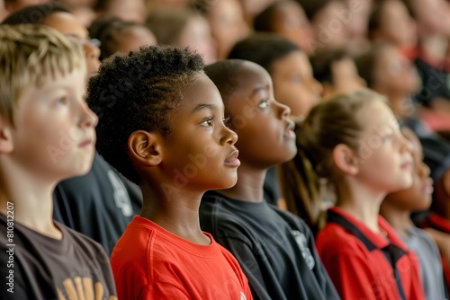 Group of Young Children Sitting in a Row