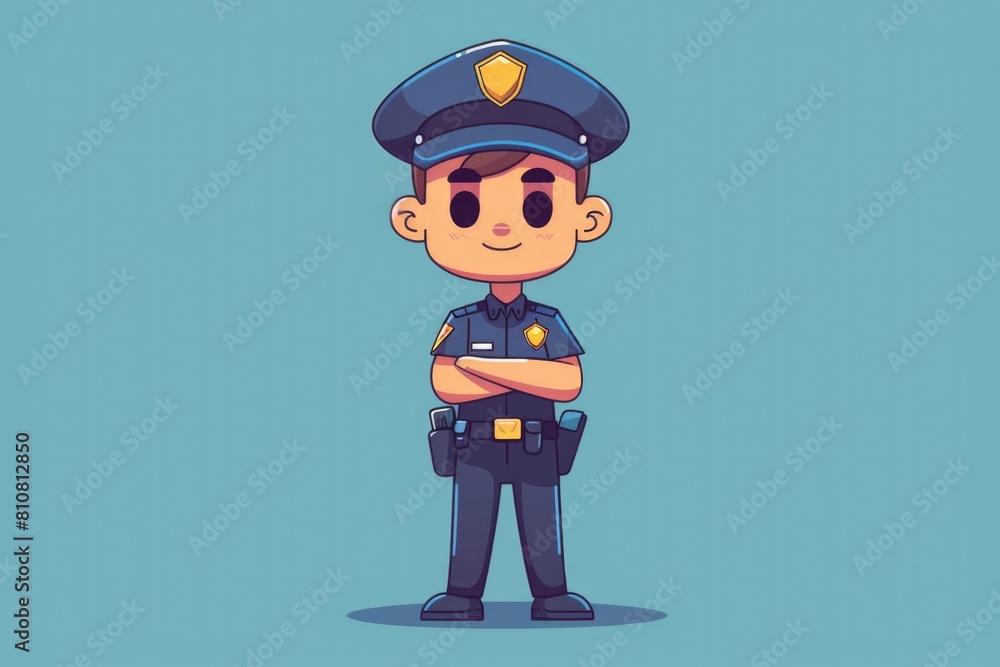 Smiling Cartoon Policeman in Uniform, Character Illustration Smiling Cartoon Policeman in Uniform, Character Illustration