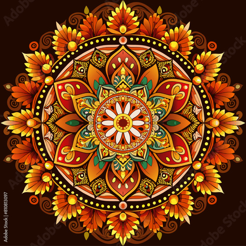 Ornament beautiful card with mandala. Geometric circle element made in vector