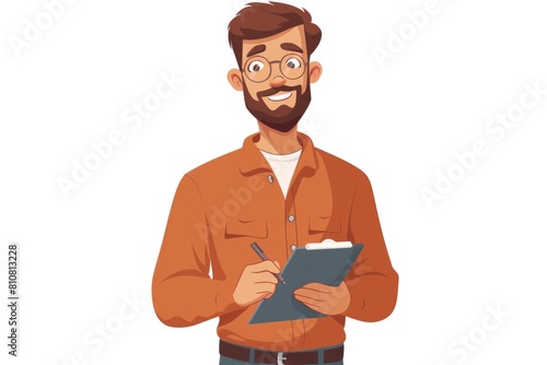 Cartoon Journalist with Notepad and Pen