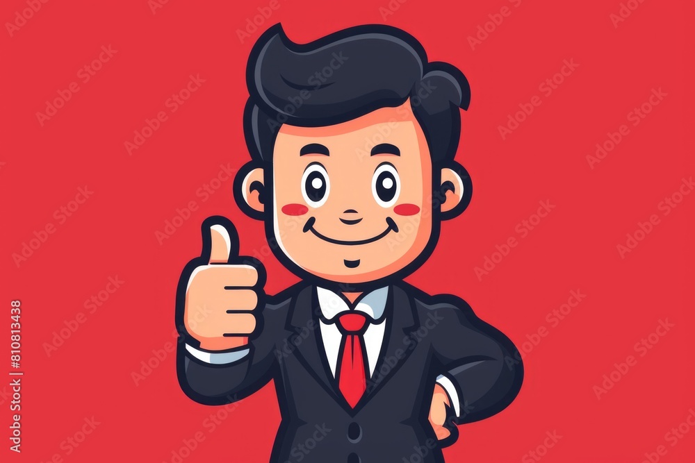 Cartoon Character of Professional in Suit Showing Approval