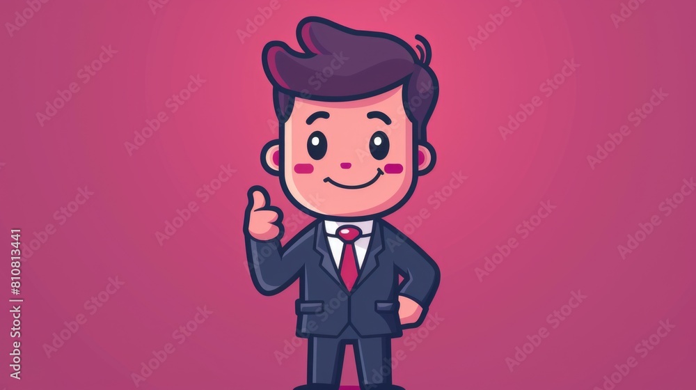 Cartoon Character of Professional in Suit Showing Approval