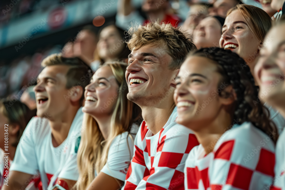 Croatian football soccer fans in a stadium supporting the national team, Kockasti
Croatian football soccer fans in a stadium supporting the national team, Kockasti