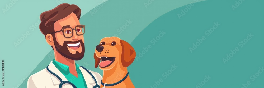 Veterinarian with Stethoscope and Dog - Pet Care Concept Veterinarian with Stethoscope and Dog - Pet Care Concept