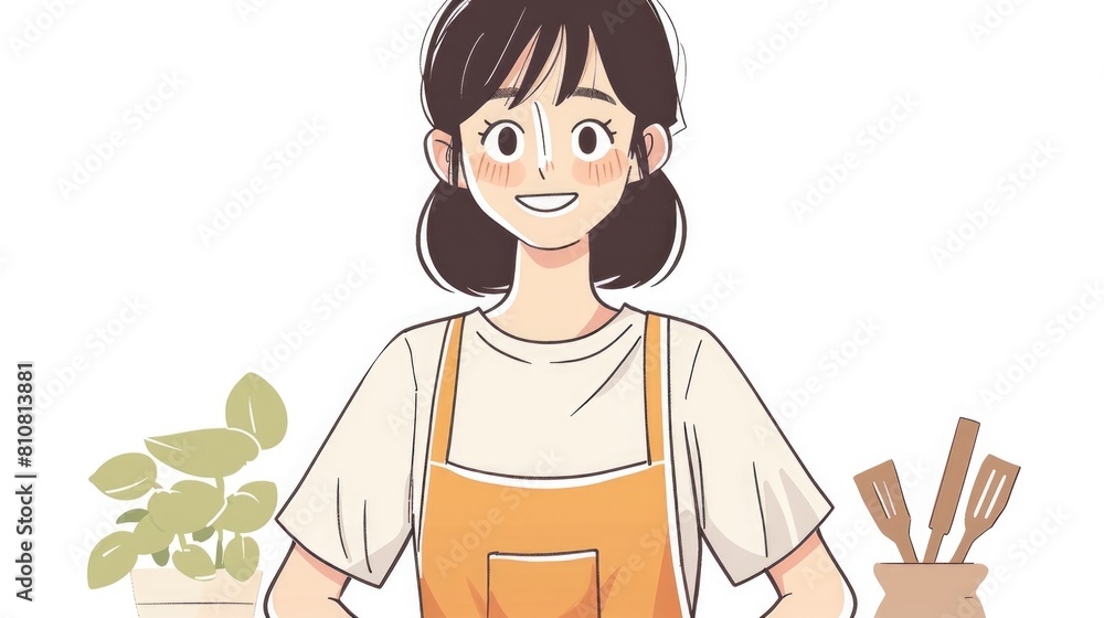 Happy Home Chef Preparing Meal - Cartoon Style Illustration Happy Home Chef Preparing Meal - Cartoon Style Illustration