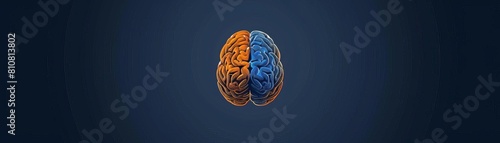 brain icon vectorlogo design, Dark blue&Orange&White Color Tone, Technology & Luxury Style photo