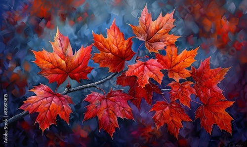 Colorful red maple leaves in autumn