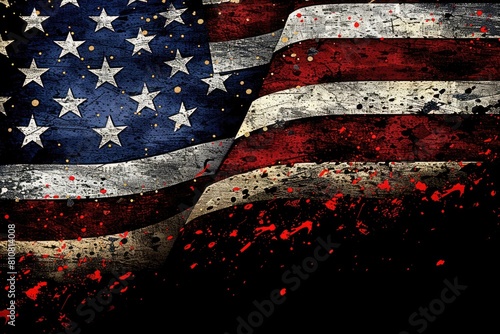 Artistic Interpretation of the USA Flag - Grunge Style Illustration photo