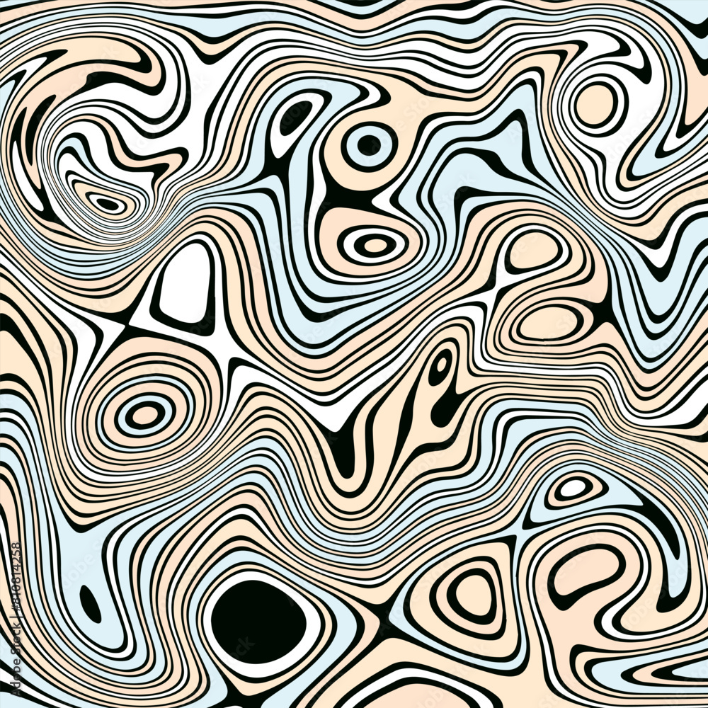 Fototapeta premium ABSTRACT ILLUSTRATION MARBLED TEXTURE LIQUIFY PSYCHEDELIC PASTEL SOFT COLORFUL DESIGN. OPTICAL ILLUSION DARK BACKGROUND VECTOR DESIGN