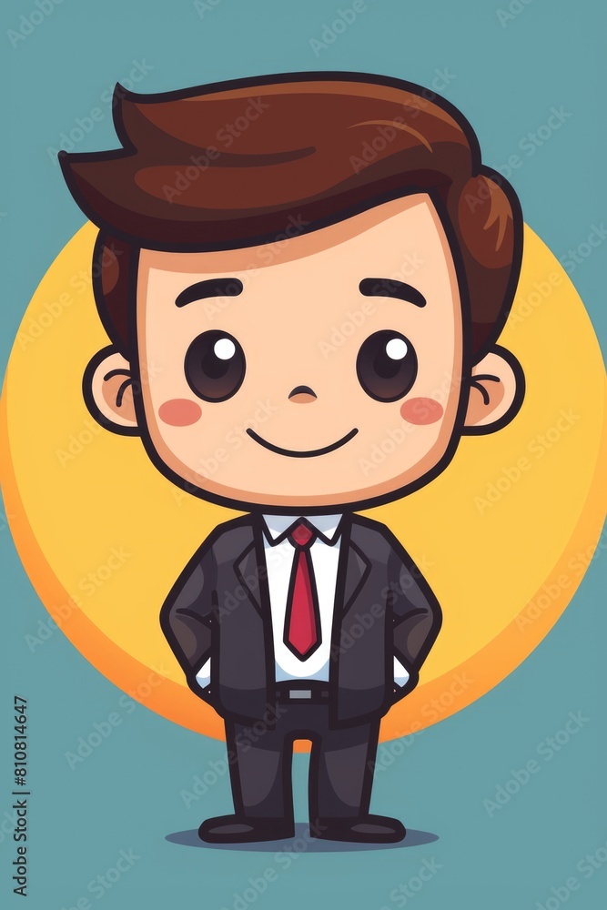 Cheerful Corporate Professional in Suit - Cartoon Design