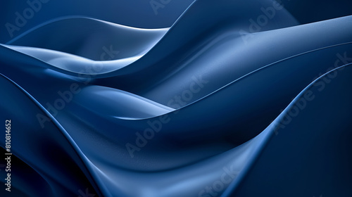 Elegant deep blue satin waves in abstract design