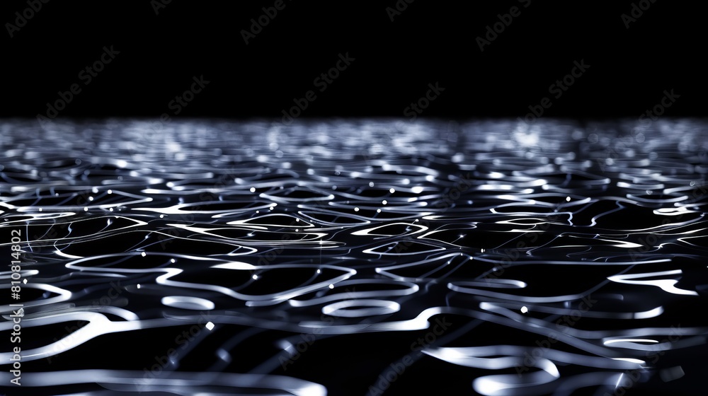 Fototapeta premium Sparse, delicate lines floating in a sea of shimmering black, abstract , background