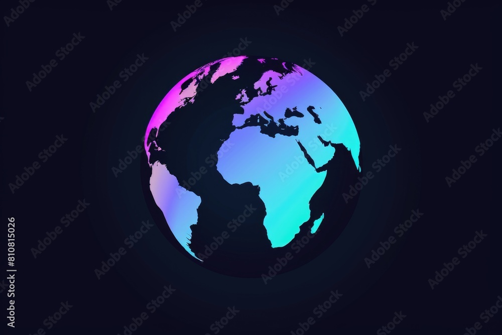 Digital Artistic Representation of Earth with Neon Glow Digital Artistic Representation of Earth with Neon Glow