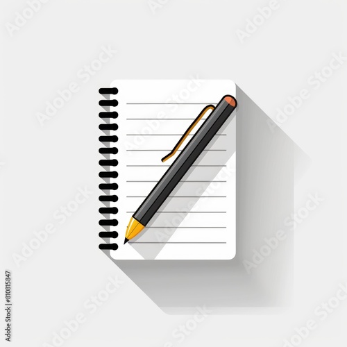 Notepad and Pencil on White Background Illustration