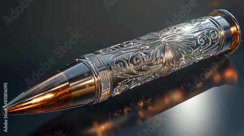Stylized bullet with engraved designs