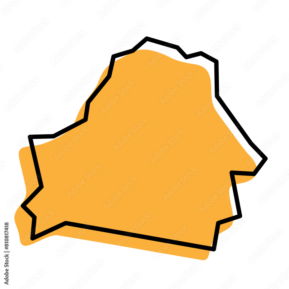 Belarus country simplified map. Orange silhouette with thick black sharp contour outline isolated on white background. Simple vector icon Belarus country simplified map. Orange silhouette with thick black sharp contour outline isolated on white background. Simple vector icon