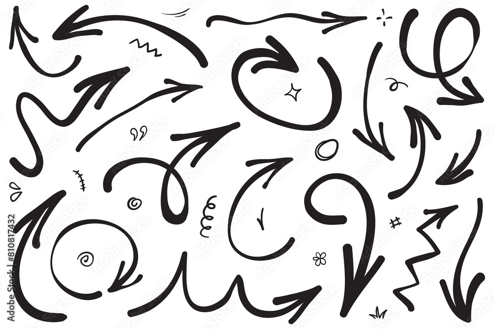 set of hand drawn arrows .Vector doodle design elements. Illustration on white background.for business infographic, banner, web and concept design. set of hand drawn arrows .Vector doodle design elements. Illustration on white background.for business infographic, banner, web and concept design.