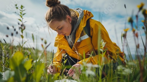 Environmental scientist conducting field research