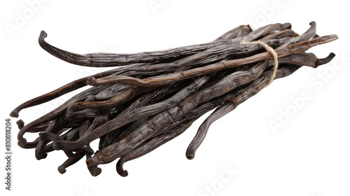 A bundle of dried vanilla beans.
