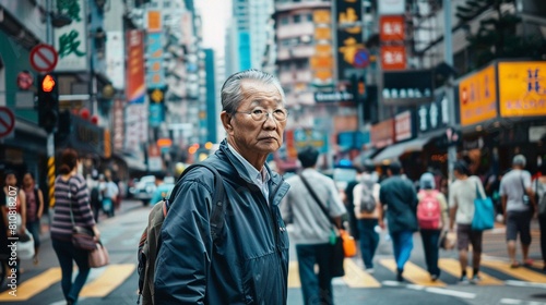 Street photographer capturing candid moments in a bustling city