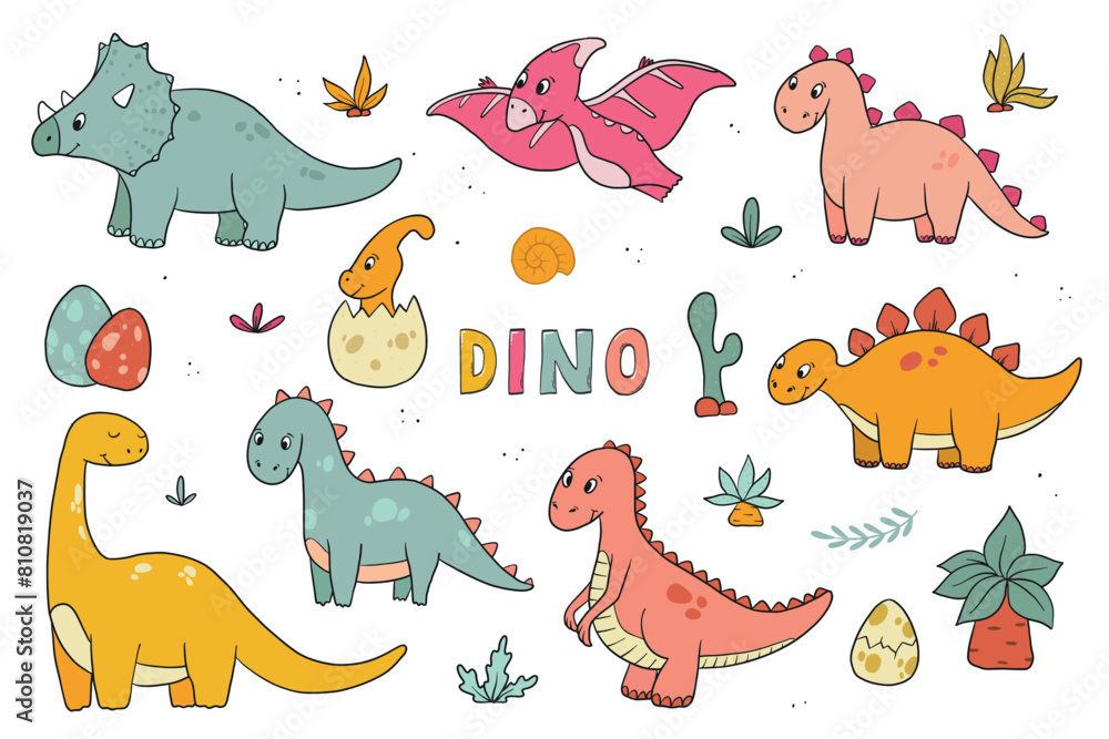 dinosaurs hand drawn collection of doodles for posters, prints, cards, stickers, nursery decor, stationary, scrapbooking, etc. EPS 10 dinosaurs hand drawn collection of doodles for posters, prints, cards, stickers, nursery decor, stationary, scrapbooking, etc. EPS 10