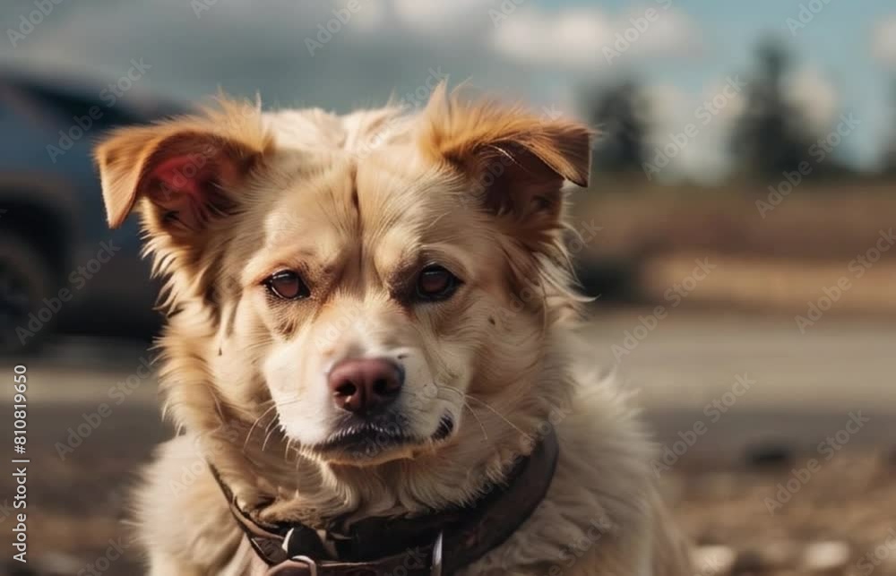 A sad and depressed, tensed, angry white fluffy dog in the outdoor Generative AI A sad and depressed, tensed, angry white fluffy dog in the outdoor Generative AI