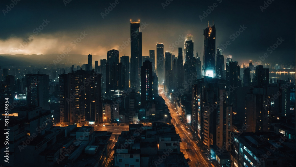 Apocalyptic Metropolis, Dark, foreboding future cityscape.