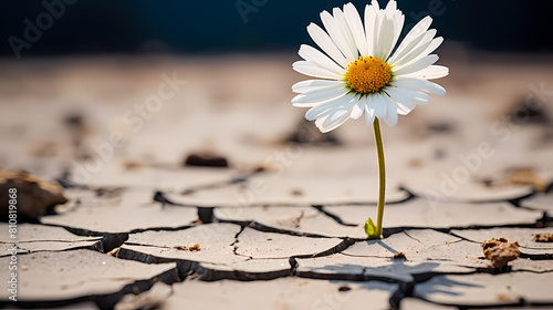 Daisy flowers growing on dry ground