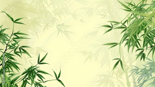Asian Bamboo Branch Backdrop: Serene Forest Pattern for Text Design