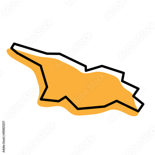 Georgia country simplified map. Orange silhouette with thick black sharp contour outline isolated on white background. Simple vector icon