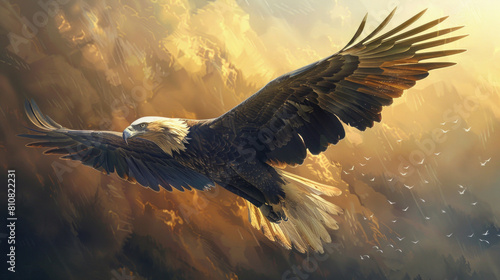 Wallpaper Mural Majestic eagle soaring in golden sunset skies Torontodigital.ca