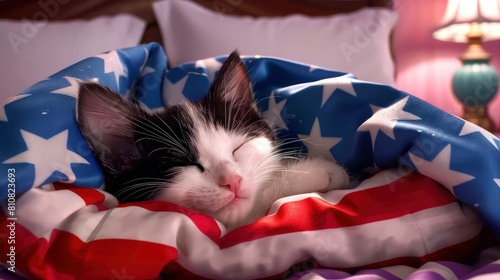 Memorial Day And Cat Creating A Patriotic Cat Bed With Red, White, And Blue Fabrics, Providing A Comfortable Spot For Your Cat To Nap., Background photo