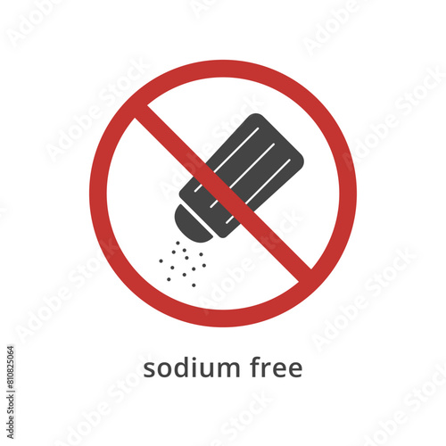 Sodium Restriction icon. Salt intake recommendation. Packaging informational sign, salt free product. Vector illustration