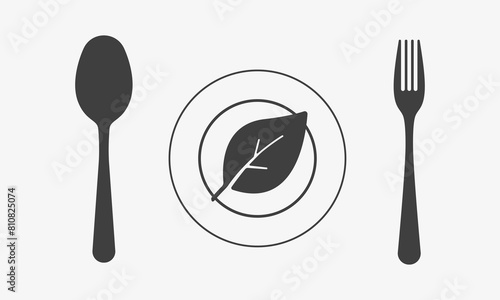 Mindful Consumption, plate with vegan food. Diet, vegetarian meal. Illustration, vector